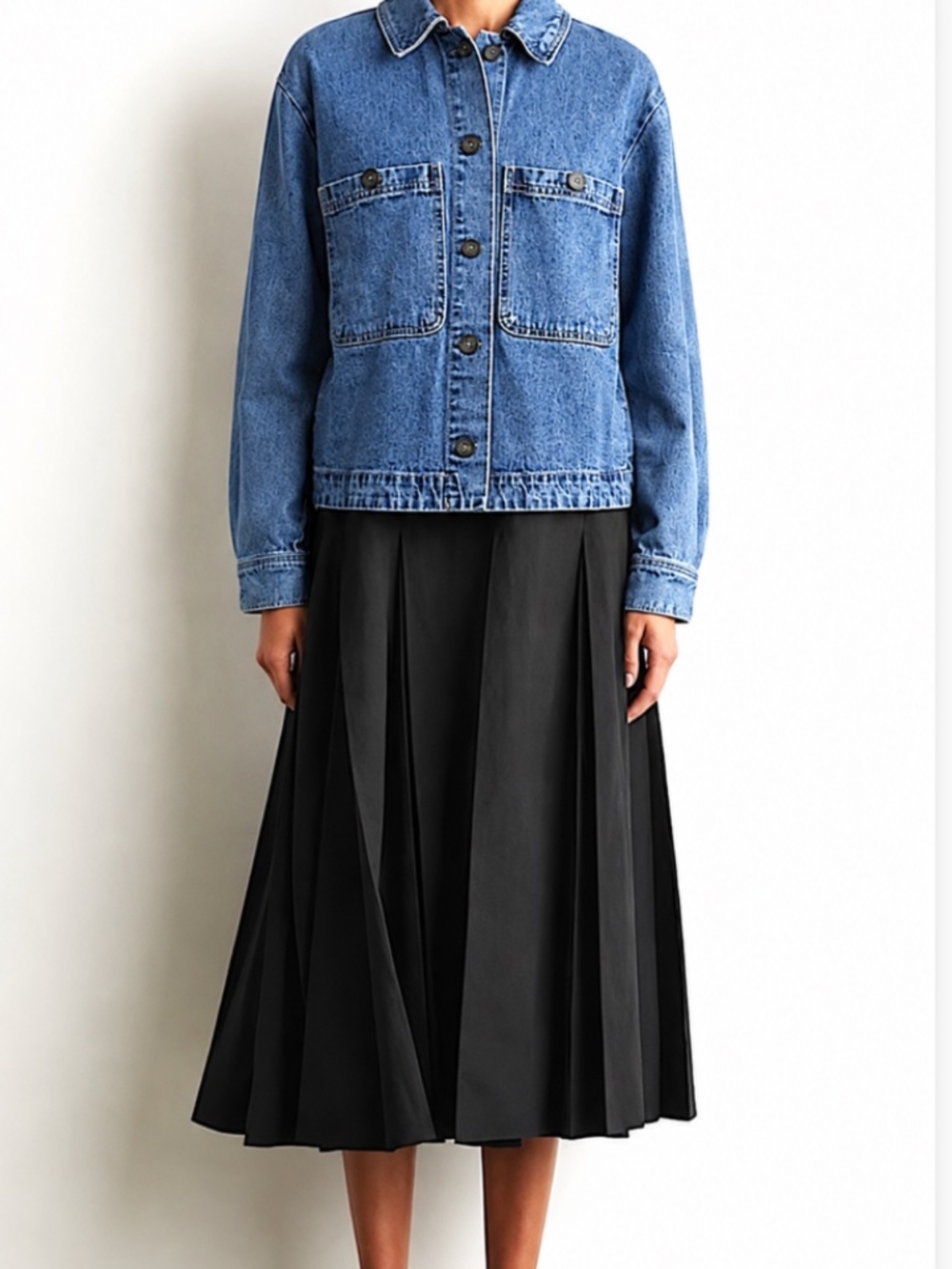MI AMI for Francesca's blue denim jacket cropped size small button up cotton